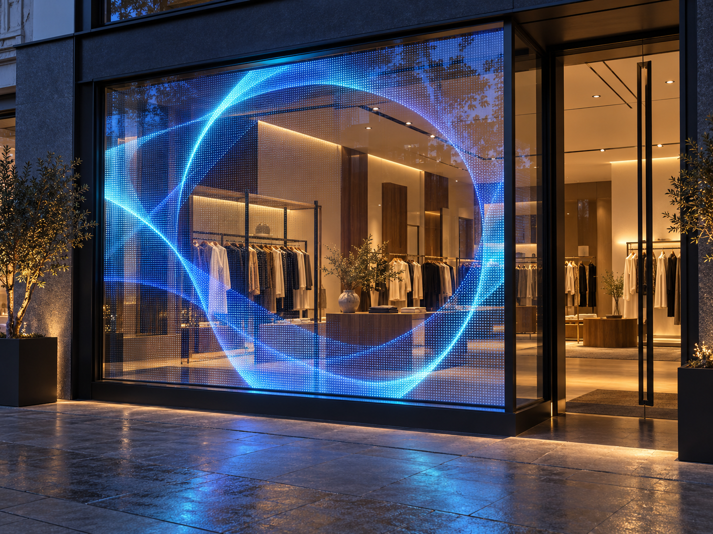 Visualización de un escaparate con pantalla LED transparente
